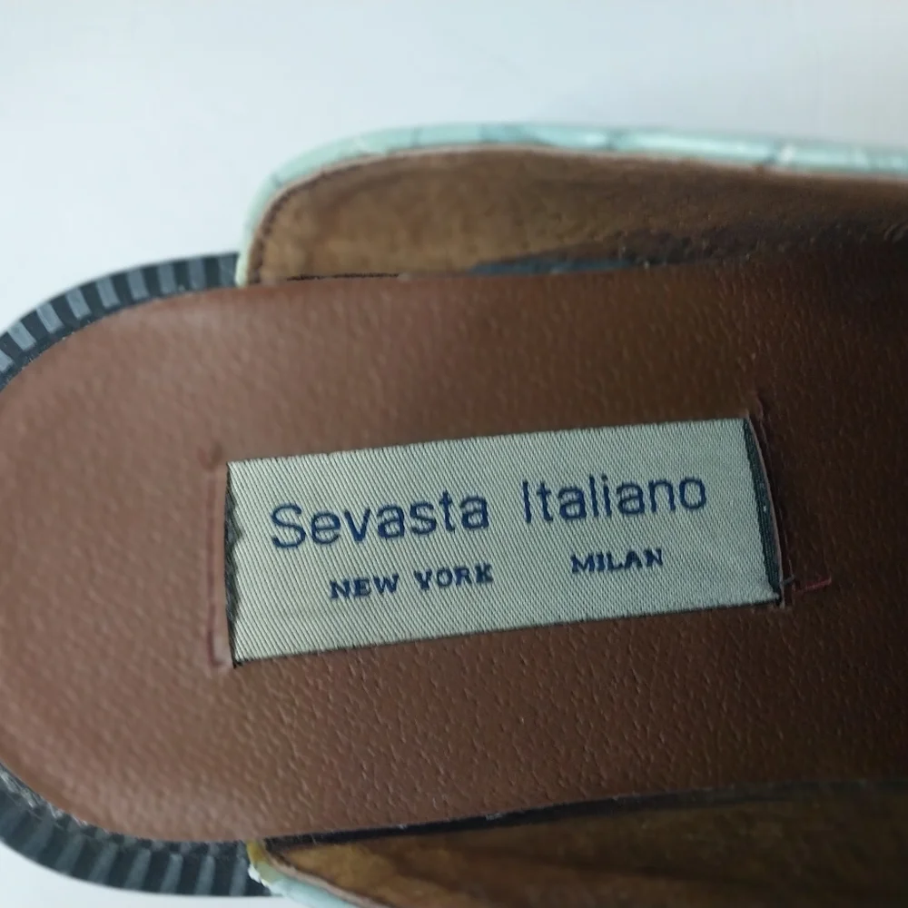 SEBASTA ITALIANO Men"s Shoes 9.5 Blue Croc-Embossed Slip-On Loafers - Picture 5 of 10